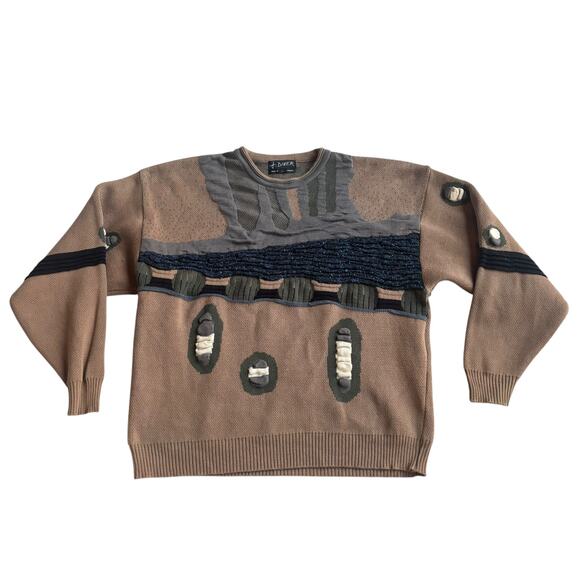 VINTAGE ABSTRACT PATTERN KNITTED PULLOVER SWEATER COOGIE STYLE A.DINER MEN SZ XL - Picture 6 of 14